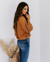 Beyond Cotton Distressed Raglan Pullover - Camel InsStreet